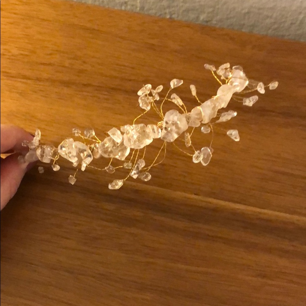 Quartz wedding tiara halo